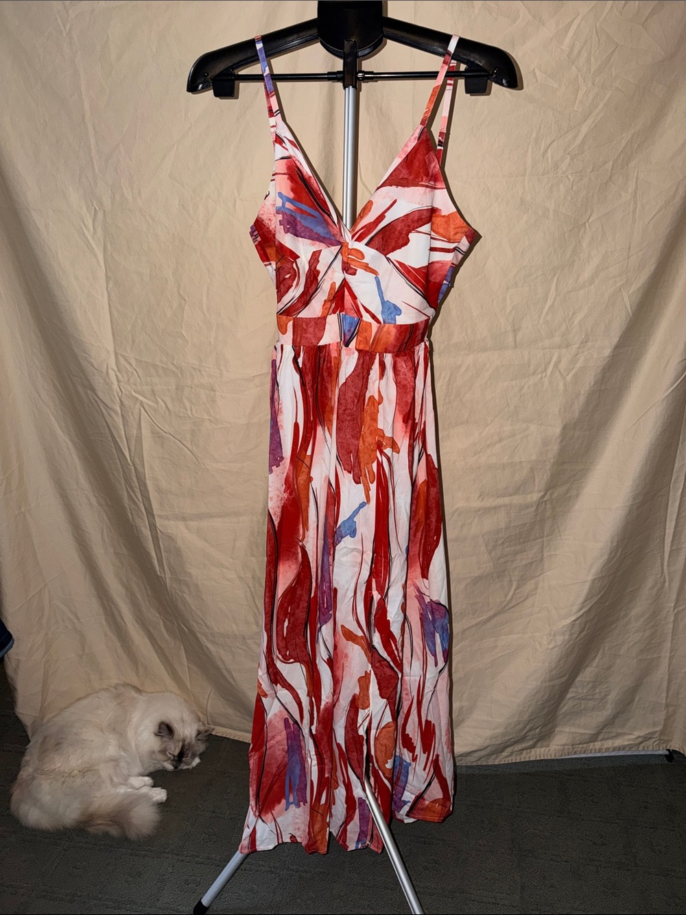 Cupshe Red & Purple Abstract Spaghetti-Strap Maxi Dress